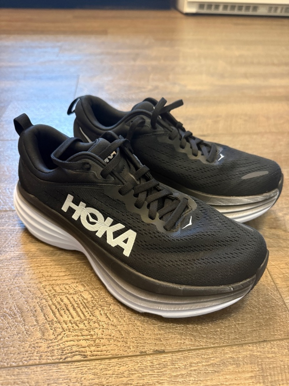 Hoka Black and White Women's Athletic Running Shoes
